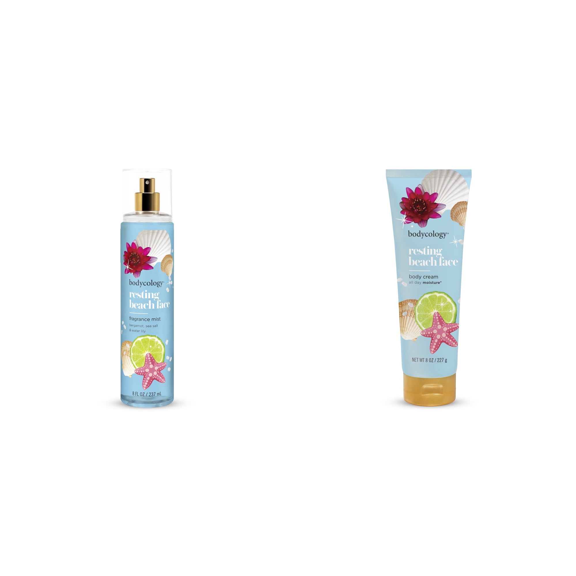 Bodycology Fragrance Body Mist, Resting Beach Face & Bodycology Resting Beach Face Shea Butter Body Cream Bundle