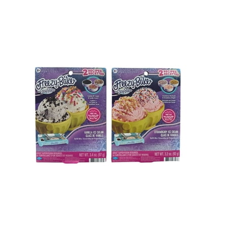 Freezy Bake by Easy Bake Ice Cream Refill Mix Vanilla and Strawberry 2 Recipes