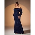 thumbnail image 5 of AURA Plus Size Sequin Evening Dress One Shoulder Mermaid Formal Gown 0XL 4XL, 5 of 8