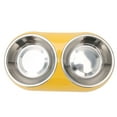 thumbnail image 3 of Cuencos dobles antideslizantes de acero inoxidable para mascotas, alimentador de agua para alimentos domésticos para mascotas medianas y pequeñas (S amarillo), 3 of 8