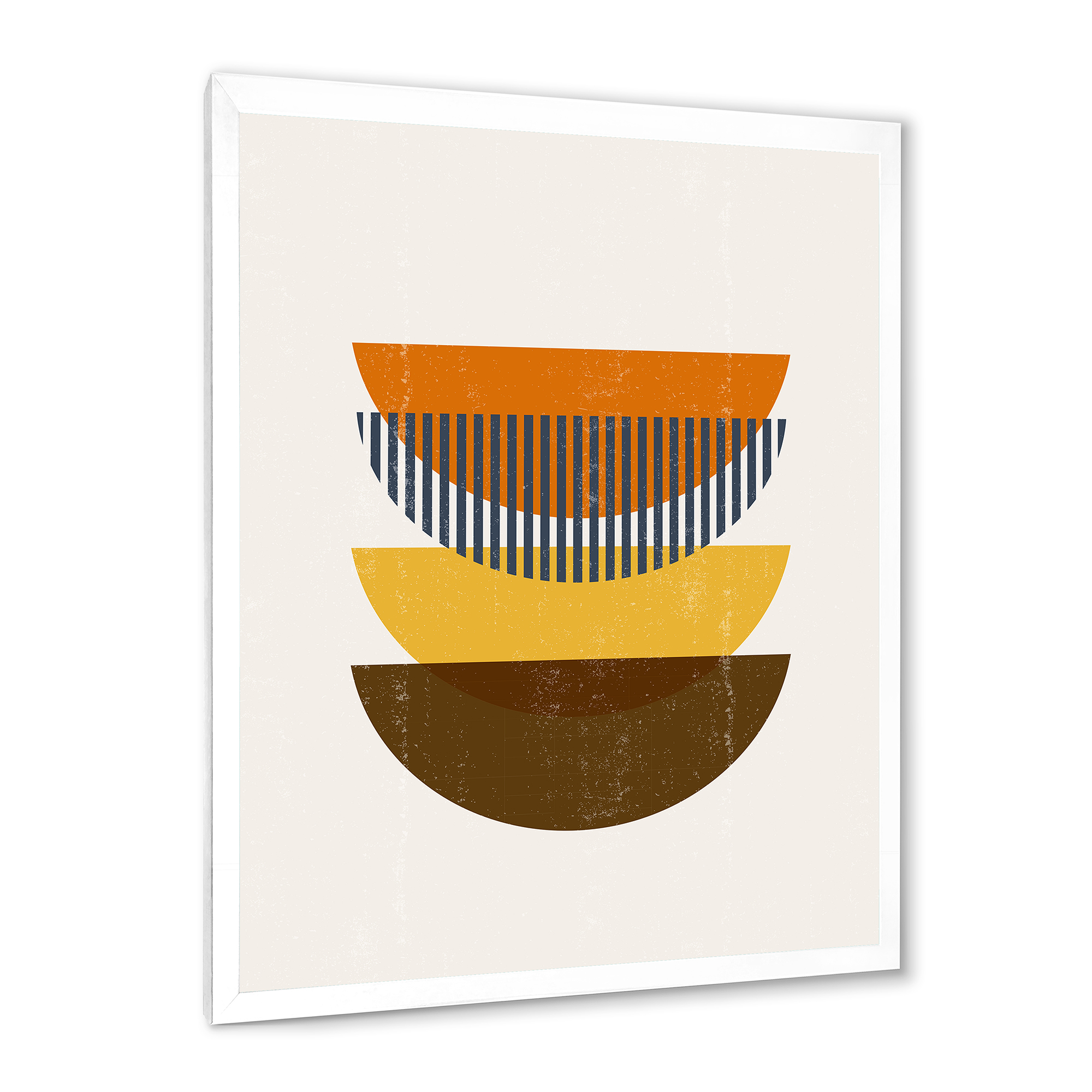 Designart 'Abstract Moon Geometric In Earth Tones' Modern Framed Art Print