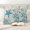thumbnail image 4 of Outdoor Pillow Covers Pack of 2, Nautical Starfish Vintage Map Waterproof Throw Pillowcase Cushion Cases, Watercolor Coral Shell Decorative Pillow Cover for Couch Sofa Home Bed Patio, 4 of 9