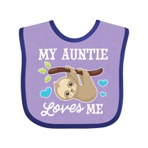 Inktastic My Auntie Loves Me with Sloth and Hearts Boys or Girls Baby Bib