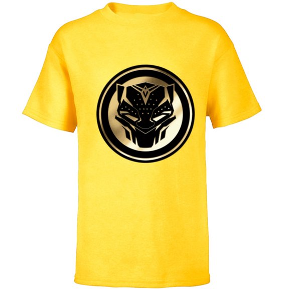 Marvel Black Panther: Wakanda Forever New Panther Mask Gold - Short Sleeve T-Shirt for Kids - Customized-Yellow