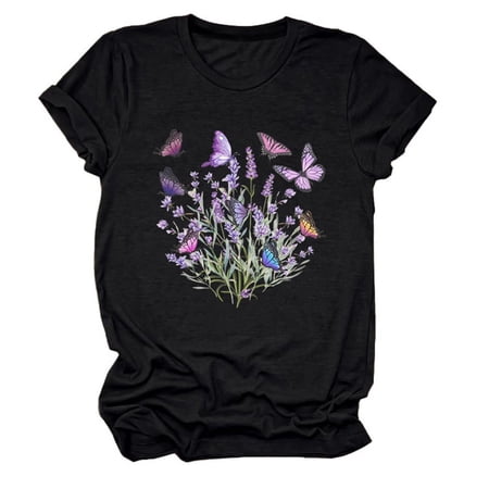 Tank Tops for Women Unisex Print Short Sleeve Crew Neck Soft Ladies Clothing,Black,2XL