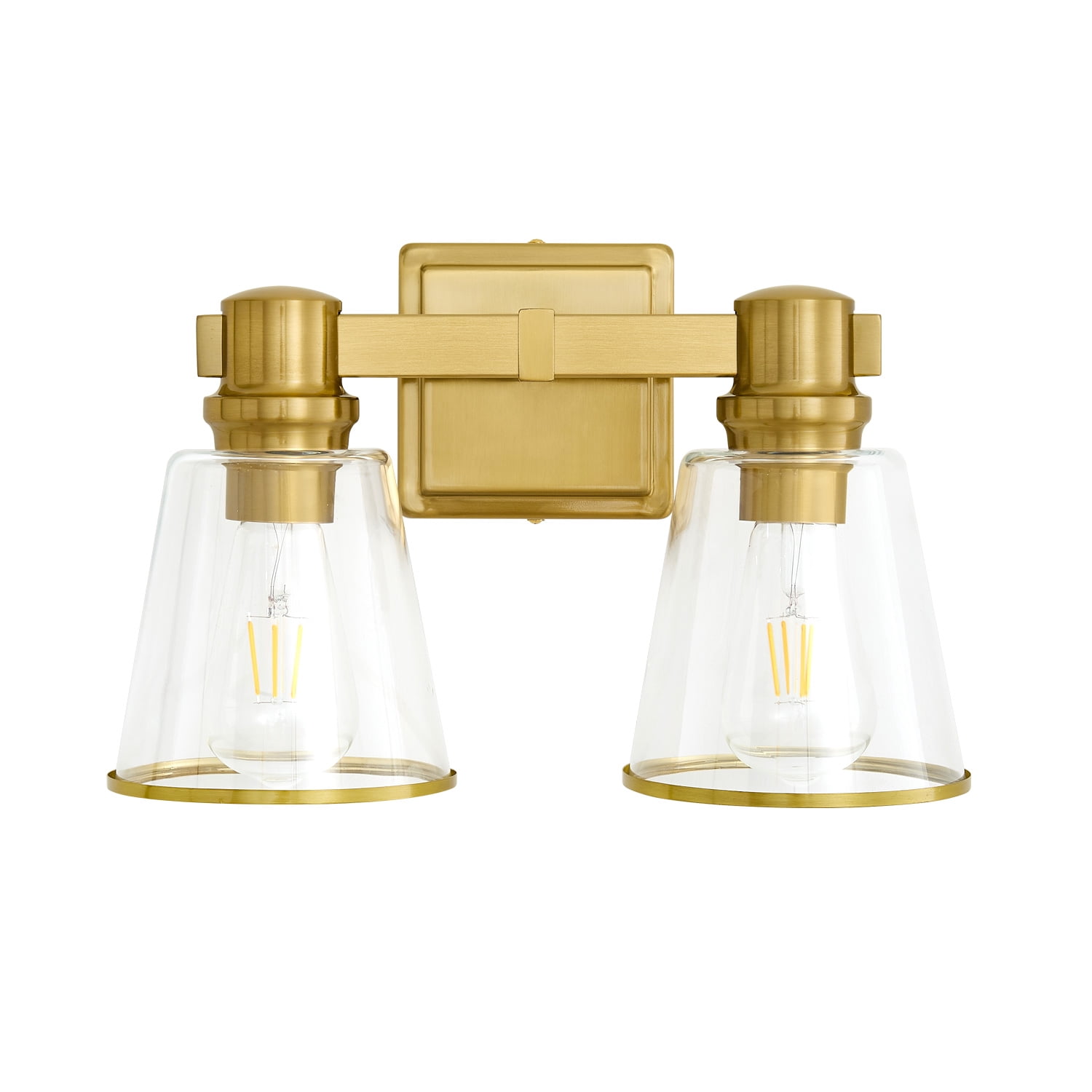 Deyidn 2-Light Gold Mid Century Modern Wall Sconce Vanity Lights with Clear Glass Shades