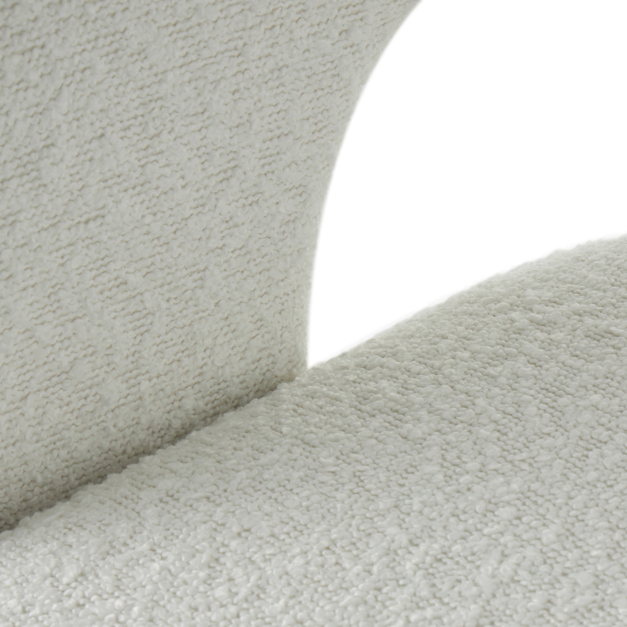 DecMode Polyester Curved Back Mid Century Modern Round Boucle Lounge Chair, White