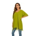 thumbnail image 5 of Beautybatik Avocado green Women Solid Tunic Blouse Kaftan V neck Loose Top Plus Size 3X, 5 of 6