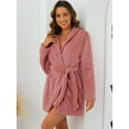 thumbnail image 2 of DARING DIVA Fuzzy Hooded Plush Bath Robe Mini Bathrobe S Pink, 2 of 6