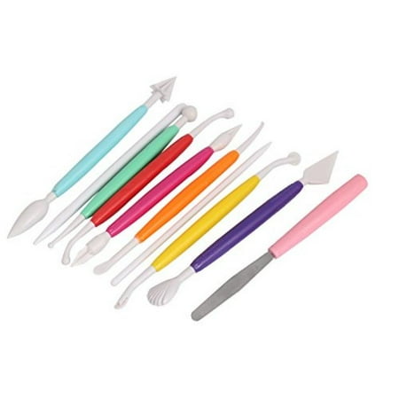 Plastic Double-Head Clay Pottery Modelling Tool Set 10 In 1 Multicolor