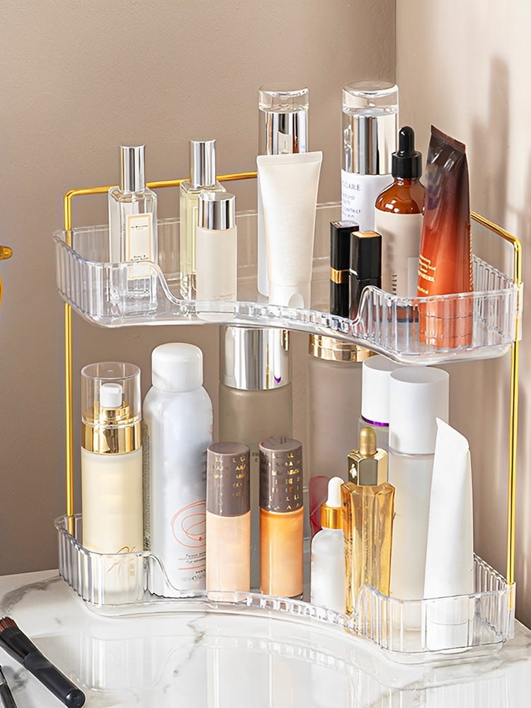 Bathroom Organizer,Bathroom Corner Countertop Organizer 2 Tier Storage