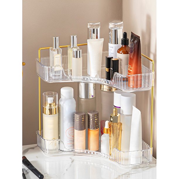Bathroom Organizer,Bathroom Corner Countertop Organizer 2 Tier Storage