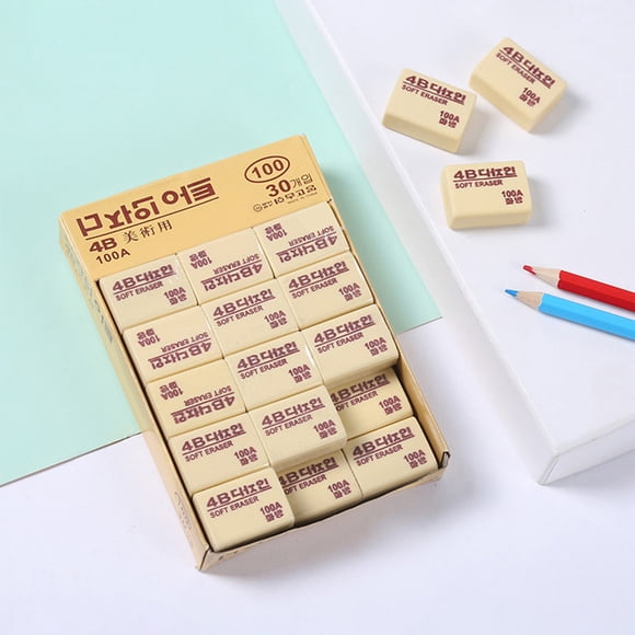 4B Eraser Set for Artists and Students Korean Version 30pcs Yellow Soft and Clean No Marks Drawing Correction Essentials