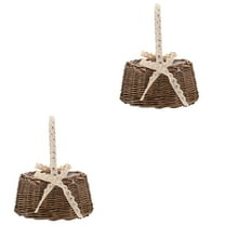 2 Count Rustic Girl Basket Rattan Flower Bride Child