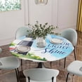 thumbnail image 5 of Lighthouse Round Tablecloth for 36-44 Inch Tables,Fitted Table Cover with Elastic Edge,Blue Coastal Nautical Ocean Beach Palm Tree Waterproof Outdoor Table Cloth Protector for Patio Garden Dinner, 5 of 9
