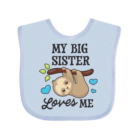 

Inktastic My Big Sister Loves Me with Sloth and Hearts Gift Baby Boy or Baby Girl Bib