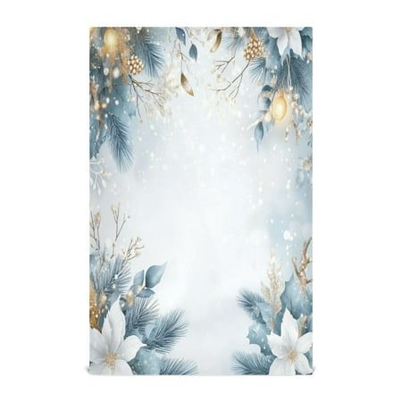 

WOBOGO White Background with Snowflakes Kitchen Towel 4 Piece Large Cotton Dishcloth Premium Absorbency Set with Hanging Loop