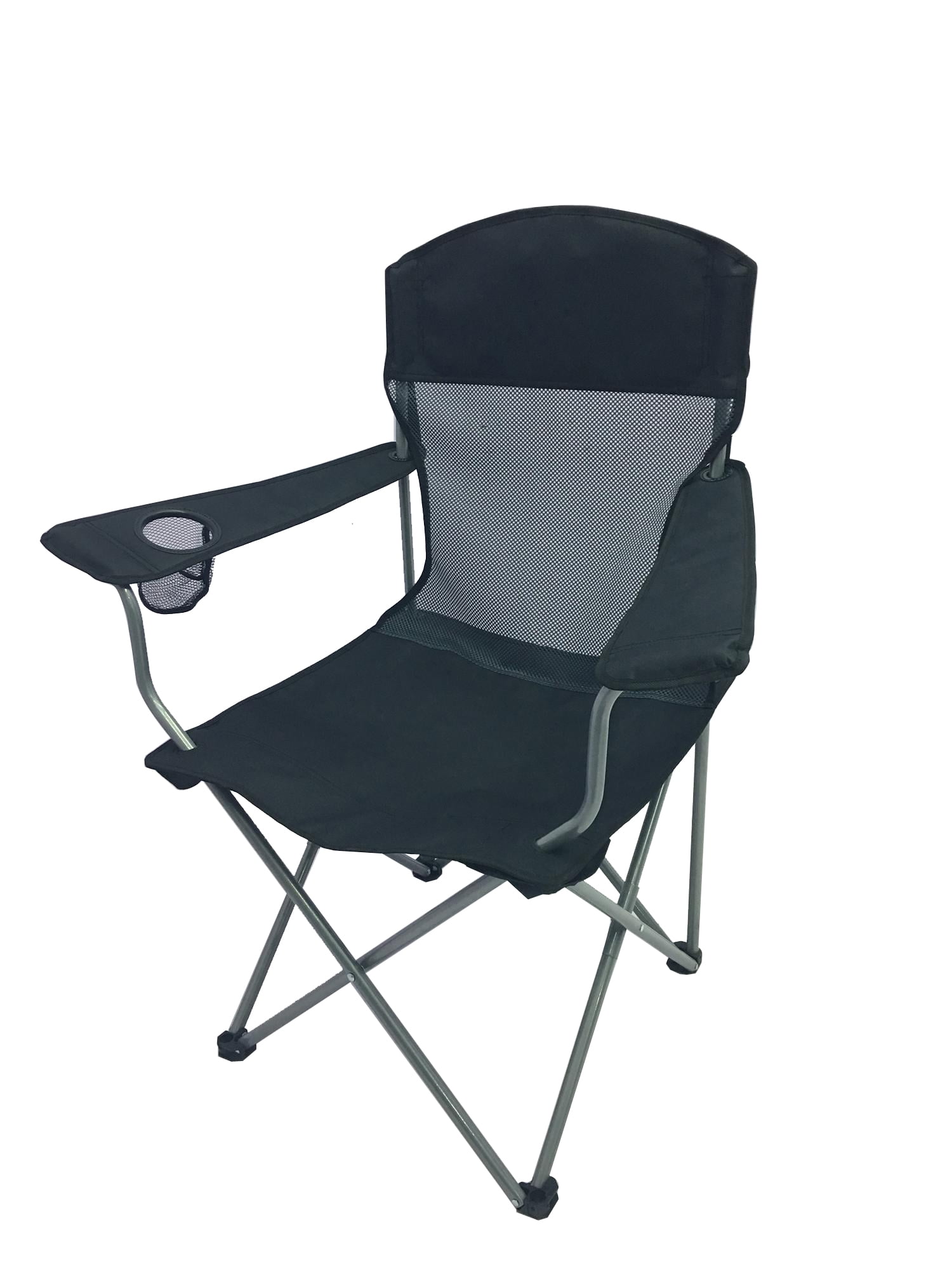 Ozark Trail Basic Mesh Quad Fodling Camp Chair, Black