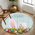 thumbnail image 2 of Round Rugs 6Ft, Easter Round Area Rug Washable Indoor Throw Carpet, Wooden Bunny Colorful Eggs Spring Floral Farmhouse Soft Non Slip Circle Rug for Office Cabinet Home Decor Aesthetic, 2 of 8