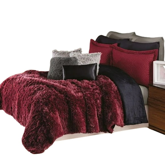 Cobertor Pachicalientito Shaggy Vino Matrimonial Colchas Concord 180x220 cm