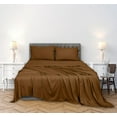 thumbnail image 3 of ROYALE LINENS 300 Thread Count 100% Long Staple Combed Cotton Sheet Set - 4 Piece Queen Bed Sheets - 1 Fitted, 1 Flat & 2 Pillow Cases - Soft Cool & Crisp Sheet Set (Queen, Chocolate), 3 of 10