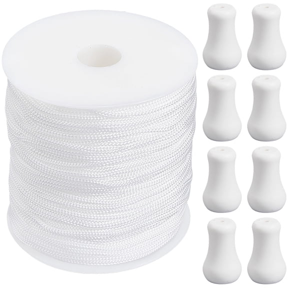 1 Set 100M Nylon Cords Round for DIY Curtain Rope Making with 15Pcs POM Findings & 1Pc Empty Spools White 2.5mm