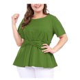 thumbnail image 3 of Agnes Orinda Women's Plus Size Summer Casual Solid Short Sleeve Peplum Top, 3 of 8