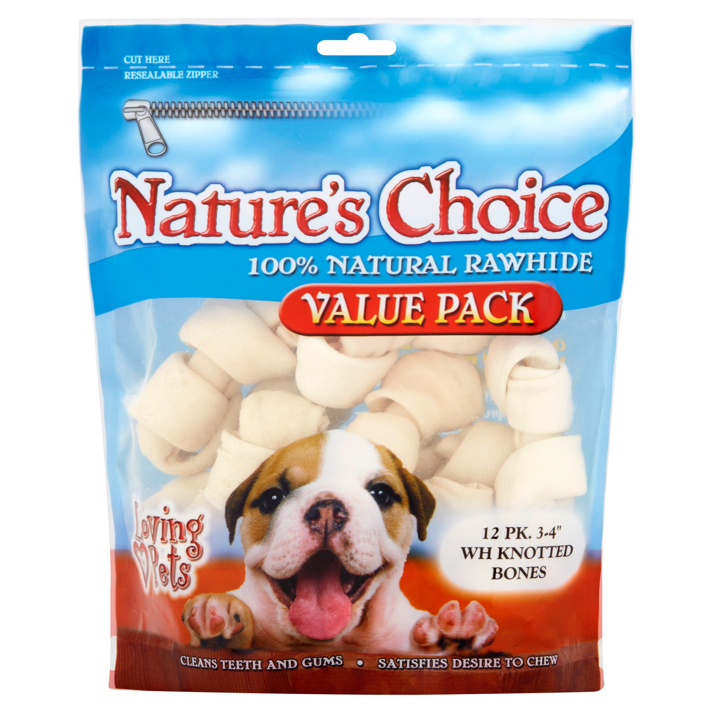 Loving Pets Nature's Choice 100% Natural Rawhide Dog Chews Value Pack, 12 Pack