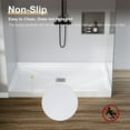 thumbnail image 4 of 48" x 32" Shower Base Non-Slip SMC Shower Pan with Center Drain, 304 Stainless Steel Square Drain Cover, Bathroom Shower Tray Kit Single Threshold Floor for Easy Installation (White), 4 of 8