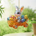 thumbnail image 6 of Easter Decorations Bunny Keychain Acrylic Car Rearview Mirror Charm 2D Cute Rabbits Pendant Backpack Decoration Gift Tree Ornament Spring Holiday Decor, 3.1x2.2", 6 of 7