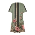 thumbnail image 4 of Rciityk Women's Casual Dresses Summer Short Sleeve T Shirt Mini Dress Casual Vintage Floral Printed Round Neck Beach Vacation Dress, Green S, 4 of 7