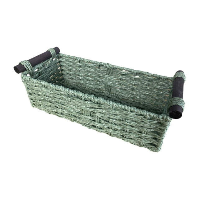 Cesta de almacenamiento rectangular, organizador de armario, cesto decorativo para frutas Verde