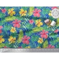 thumbnail image 3 of Soimoi Blue Rayon Fabric Leaves & Floral Print Fabric by Yard 42 Inch Wide, 3 of 3