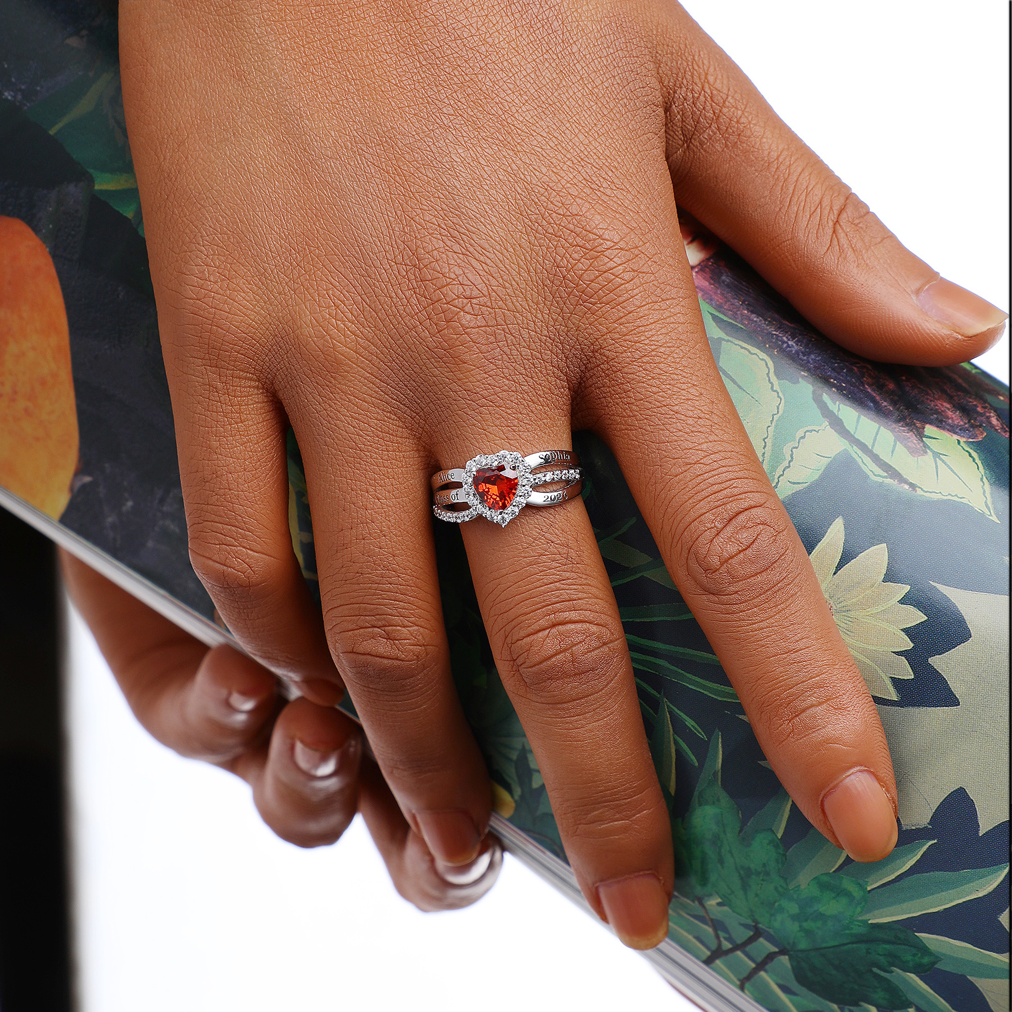 USA PJM Custom Women’s Class Ring Sterling Silver for High School & College Graduation-Rhodium