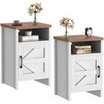 thumbnail image 1 of JUMMICO Table de Chevet Style Ferme, Table de Chevet Moderne avec Porte de Grange et Étagère, Table d'Appoint Rustique pour Chambre, Salon (2, Blanc), 1 of 5