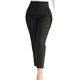 thumbnail image 3 of ulafbwur Pantalones De Mujer Pantalones De Traje Plisados De Cintura Alta Bolsillos Noveno Largo Color Sólido Pierna Recta Negocios, 3 of 4