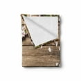 thumbnail image 2 of Rustic Wood Soft Flannel Fleece Throw Blanket, Composition with Fallen Petals Nature Elements, Cozy Plush for Indoor and Outdoor Use, 50" x 70", Sand Brown Rose, by Ambesonne, 2 of 6