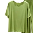 thumbnail image 3 of Bixock Pajamas Set for Women 2 Piece Loungewear Set Short Sleeve Top With Ruffled And Capris Pants Solid Color Indoor Homewear Sleepwear Women Clothings, 3 of 4