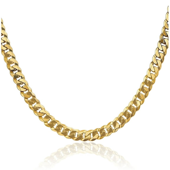 10K Solid Yellow Gold 6.25mm Curb Link Chain Necklace
