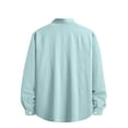 thumbnail image 3 of 100% Cotton Men's Sun Protection Shirts Lapel Button Down Long Sleeve Plain Breathable Lightweight Hiking Shirts for Summer Light Blue M, 3 of 7