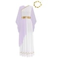 thumbnail image 3 of Xnihocha Costume Classique de Luxe pour Femmes Toga Robe Romaine Ancienne avec Ensemble de Couvre-Chef Lavande 3TG, 3 of 7