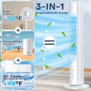 35 Evaporative Cooler, Swamp Cooler w/4 Ice Packs, 3 Speeds, 25ft Remote & 7H Timer, 90°Oscillating, Windowless Portable Air Conditioner for Bedroom Indoor