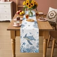 thumbnail image 2 of Blue Sea Turtles Table Runner 72 Inches, Coastal Ocean Sea Starfish Coral Shells Bed Runner Dresser Scarves Tabletop for Indoor Outdoor Parties/Ceremony/Banquet, 16" x 72", 2 of 9