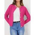 thumbnail image 3 of Women'S Knit Cardigan Sweaters Casual Long Sleeve Open Front Button Down Trendy Jackets Outerwear Rose Red L, 3 of 8