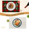 thumbnail image 3 of Christmas Plaid Placemats Set of 6,Washable Heat Resistant 12×18 Inch Linen Table Mats Green Red Place Mats for Party Outdoor Dining Décor, 3 of 6