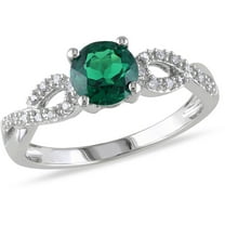 Everly Women's Created Emerald 10K White Gold Engagement Ring