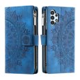 thumbnail image 3 of Nalacover for Samsung Galaxy A13 4G Embossed Floral Pattern PU Leather Crossbody Case with Shoulder Strap,Shockproof Magnetic Flip Kickstand Credit Card Slots Zipper Pocket Wallet Phone Case,Blue, 3 of 10