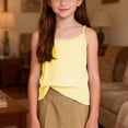 thumbnail image 4 of Gaexia Girls Summer Casual Lightweight Sleeveless Tank Top With Striped Design For Cool Playful Style (Yellow,7-8 Years), 4 of 7