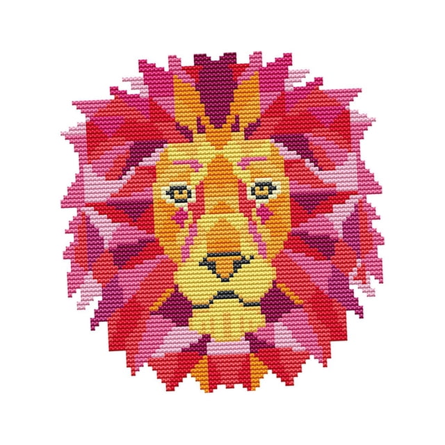 Pre - Printed Cross Stitch Animal Pattern DIY Needlework Crafts 5 . 9x5 . 9in Lion