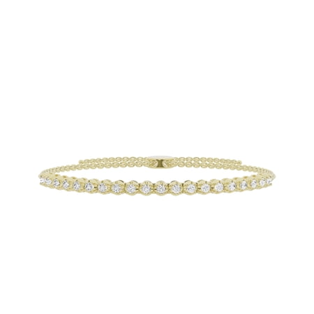 Unique Moments 0.75 ct Lab Grown Round Cut Diamond Tennis Bolo Bracelet for Women 10K Yellow Gold
